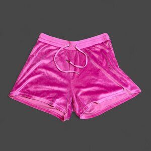 Juicy Couture pink velour shorts with rhinestone logo Size L #velour #loungewear